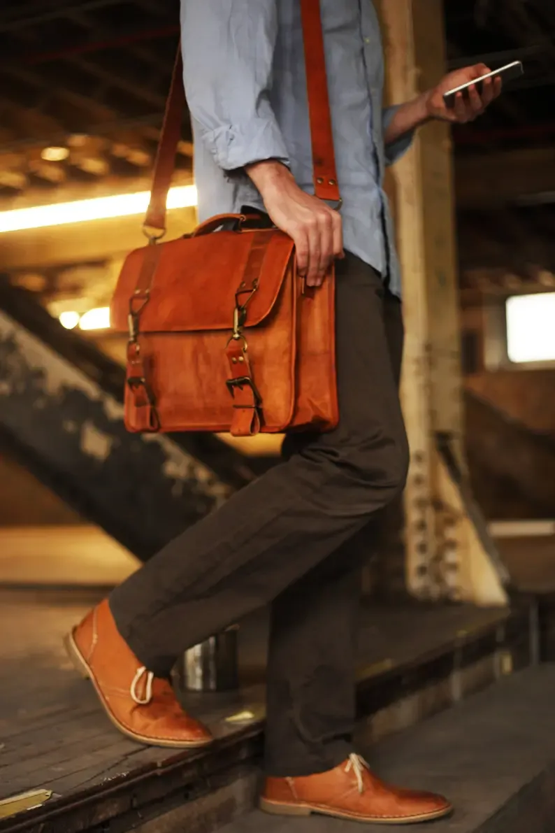 Elegant Leather Briefcase for Men | Laptops & Business Travel