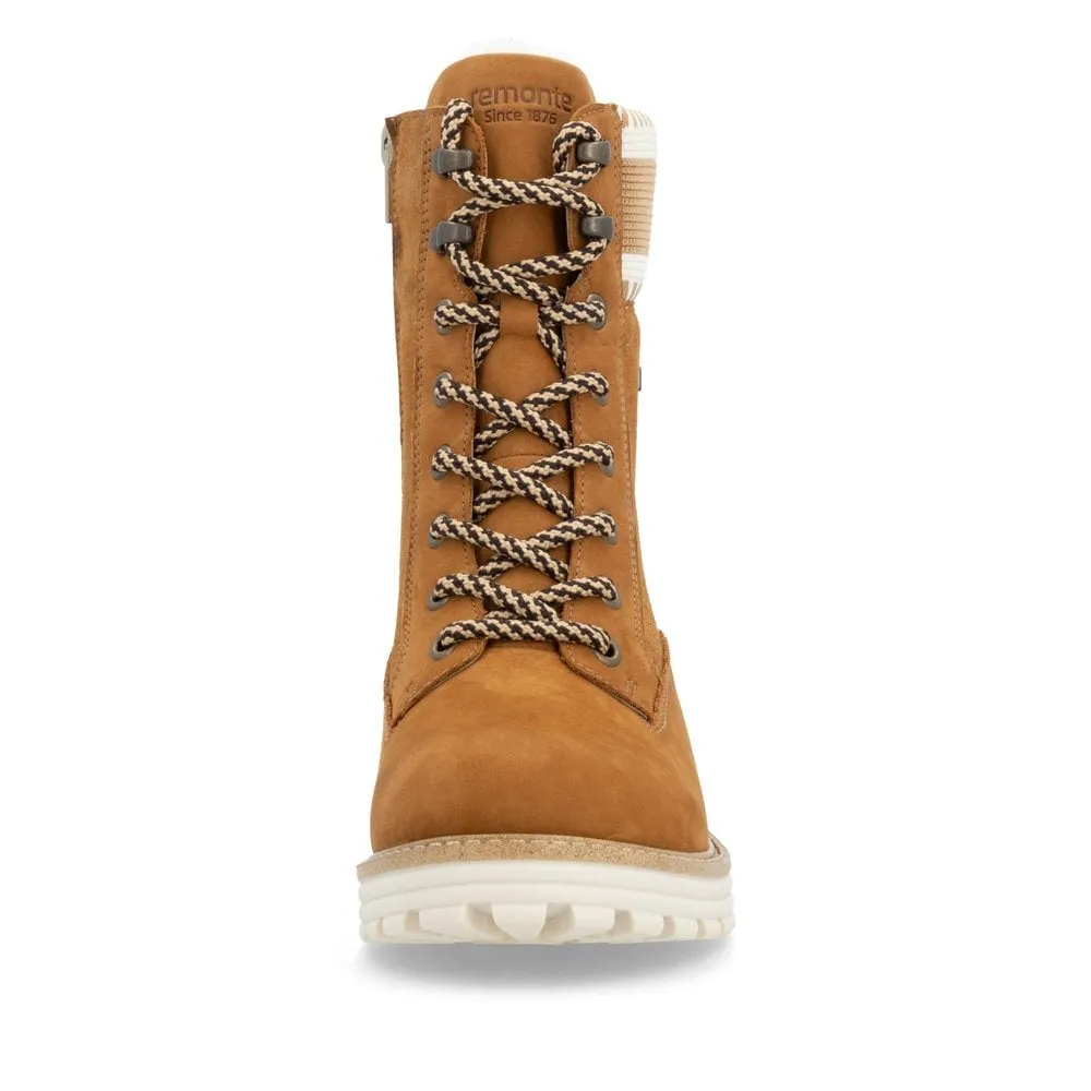 Remonte Womens Lambswool Lined Leather Boot- Brown